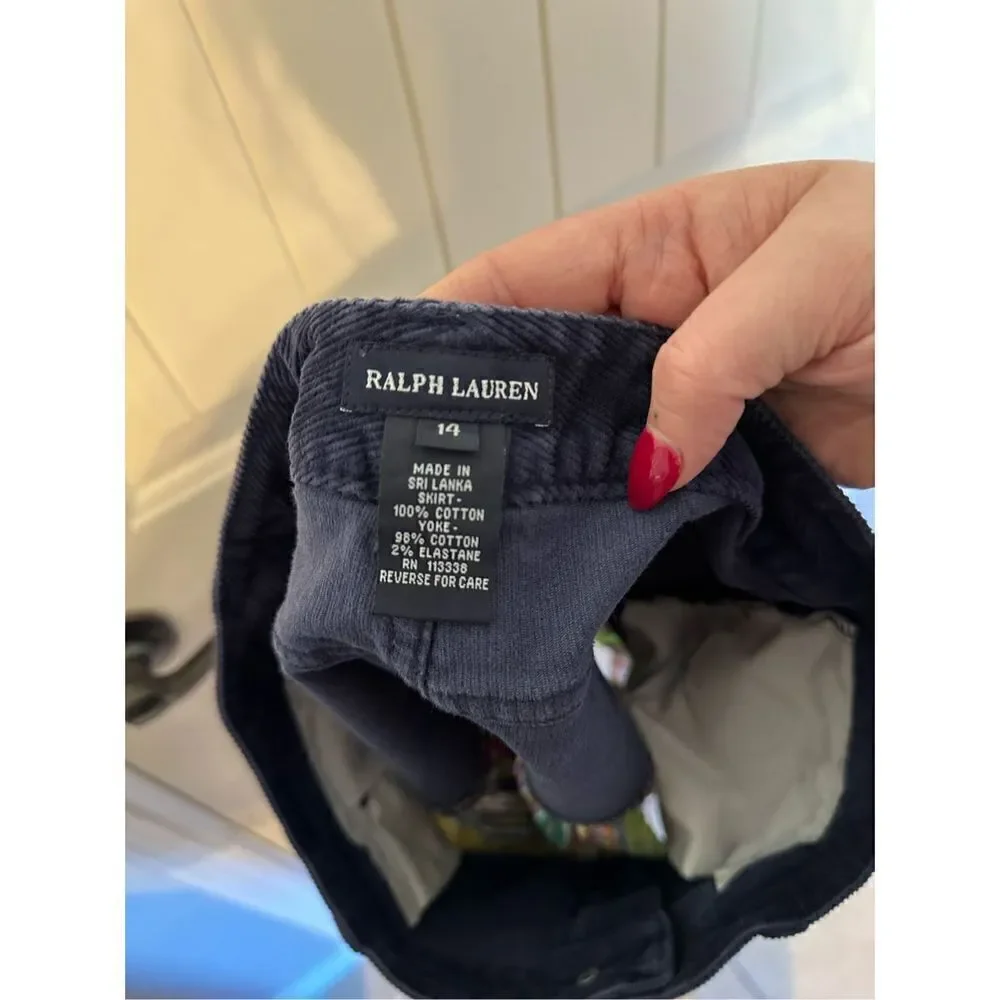 Ralph Lauren Girls Corded Corduroy Plaid Skirt - Size 14